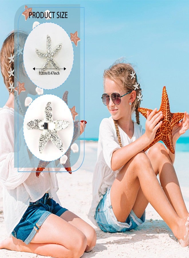 ACO-UINT 20 Pcs Beach Hair Clips with White Rhinestones - Starfish and Mermaid Themed Cute Accessories for Women and Girls - Image 2